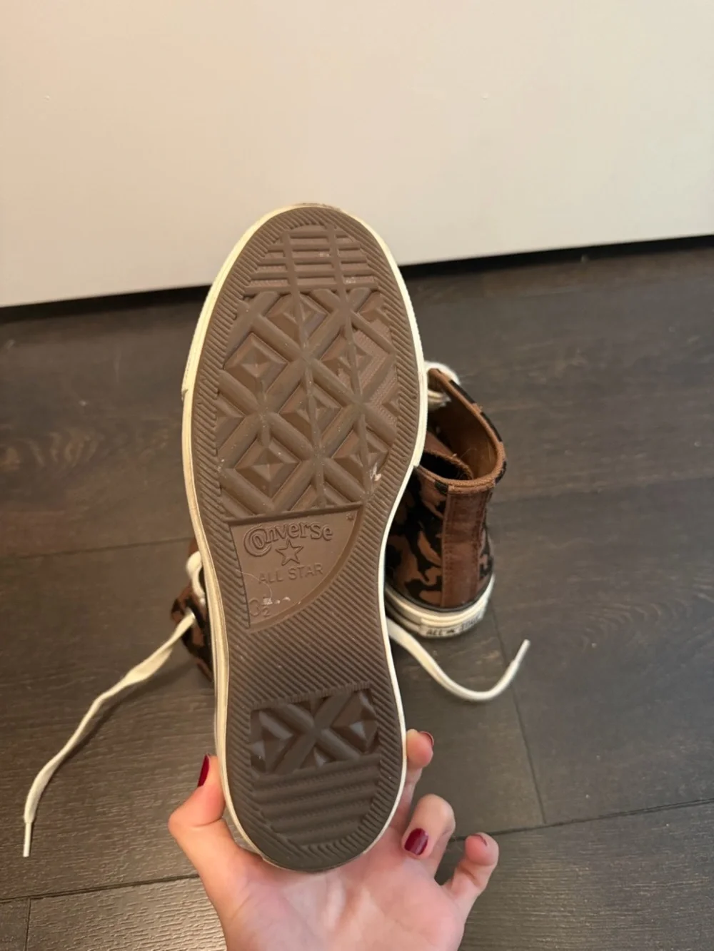 Converse Brown Leopard Print High-Top Sneakers with White Toe - Picture 5 of 5